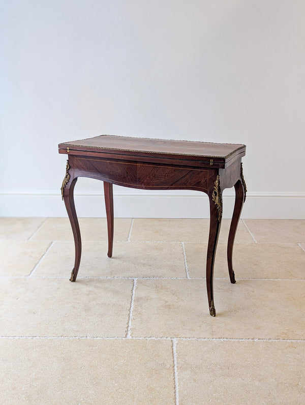 Antique Victorian Louis XV Style Kingwood Card Table c.1890