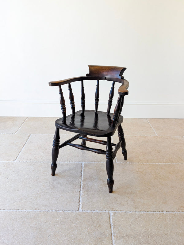 Antique Victorian Elm & Ash Captain’s Chair c.1890