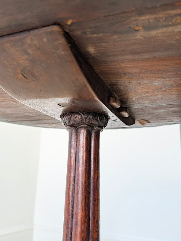 Antique Chippendale Revival Mahogany Tripod Wine Table With Detachable Top c.1890