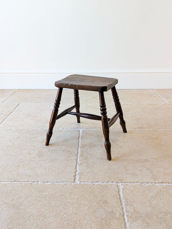 Antique Victorian Elm & Beech Country Stool c.1850