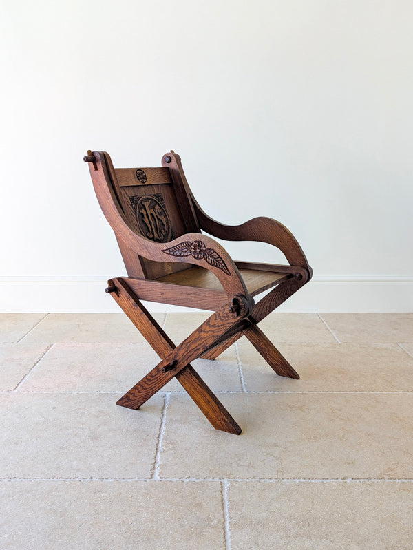 Antique Edwardian Oak Glastonbury Chair c.1910
