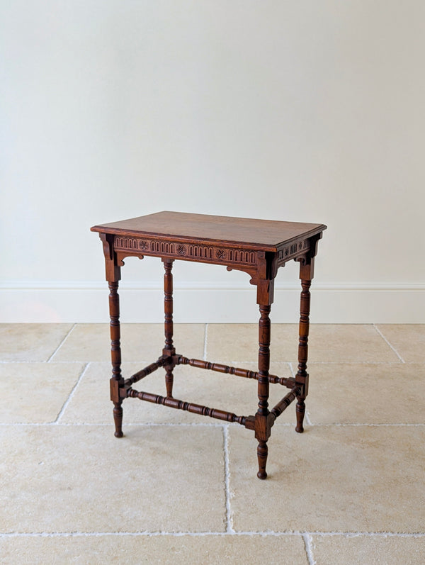 Antique Victorian Oak Jacobean Revival Occasional Table c.1890