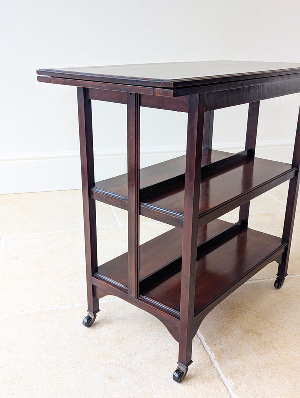 Antique Mahogany Folding Card Table with Bookshelf Base c.1920