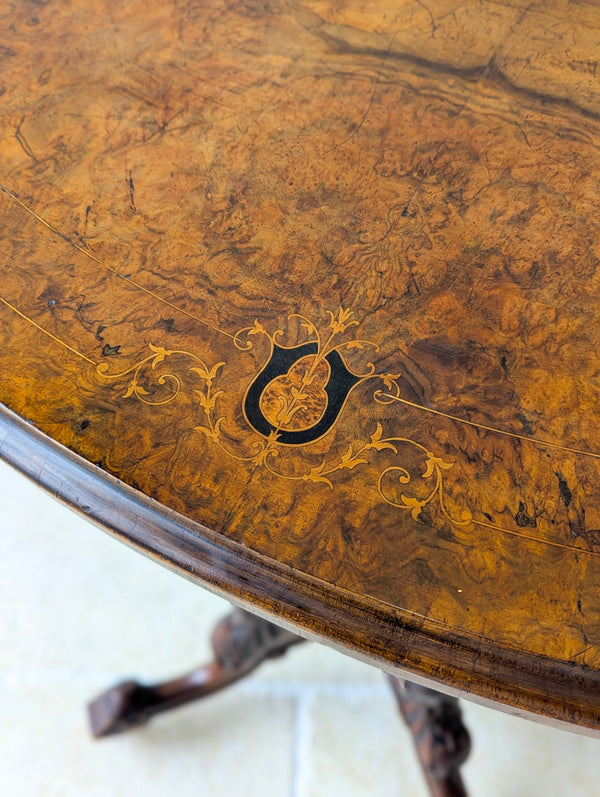 Antique Victorian Burr Walnut Card Table c.1870