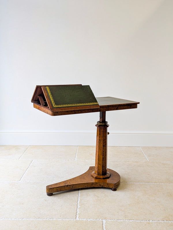 Antique George IV Burr Elm Adjustable Library Reading Table c.1830