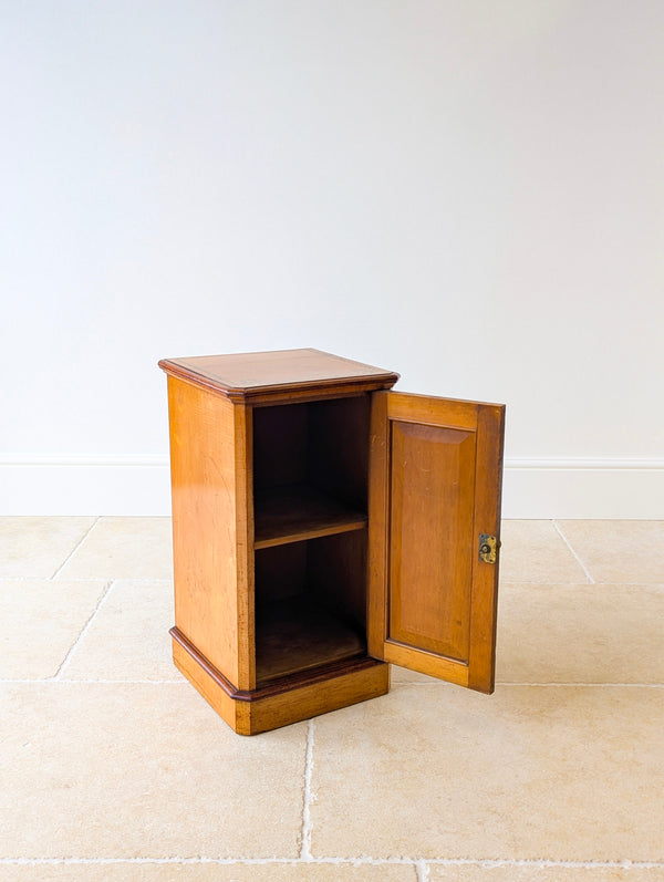 Antique Aesthetic Movement Satin Birch and Walnut Bedside Cabinet c.1890