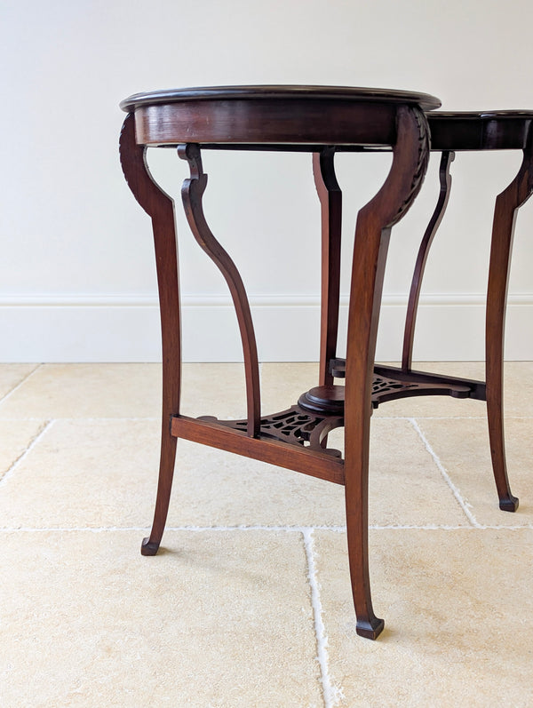 Antique Art Nouveau Mahogany Side Table with Shaped Top c.1900