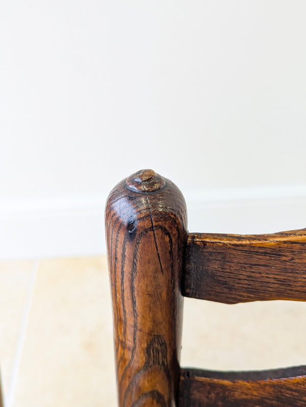 Set of Four Antique Georgian Oak Ladderback Dining Chairs c.1800