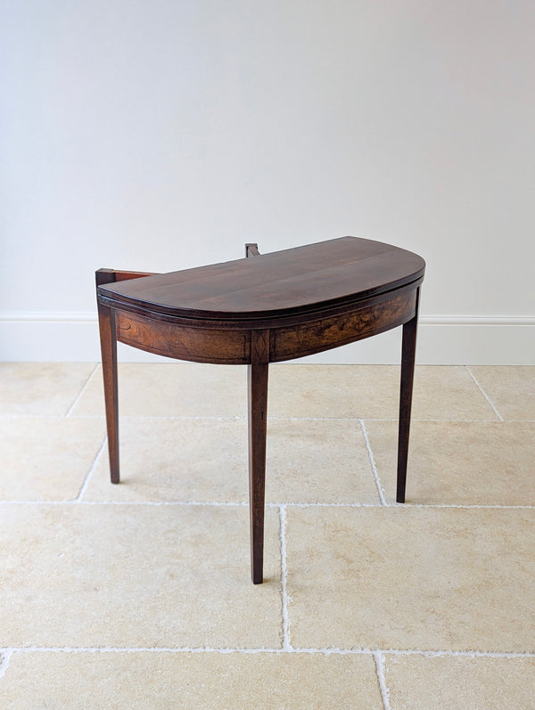 Antique Georgian Plum Pudding Mahogany Fold-Over Tea Table c.1790