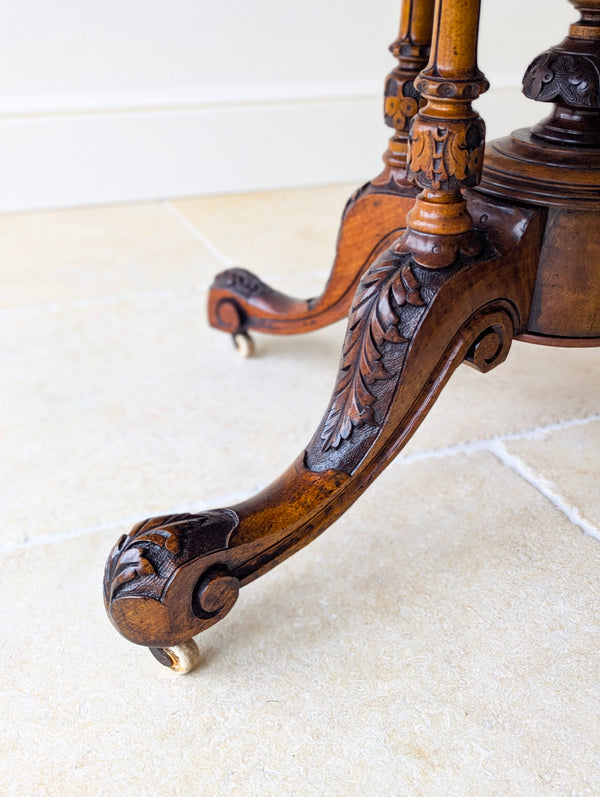 Antique Victorian Burr Walnut Tilt-Top Centre Table c.1860