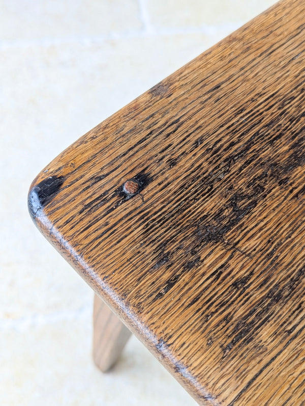 Antique Late 19th Century Country Oak Stool