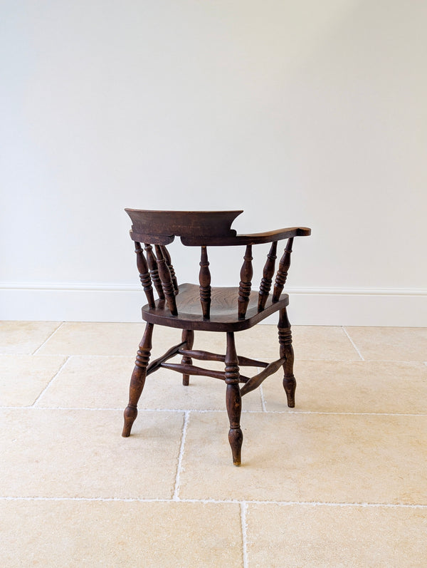 Antique Edwardian Elm & Beech Captain’s Chair c.1910