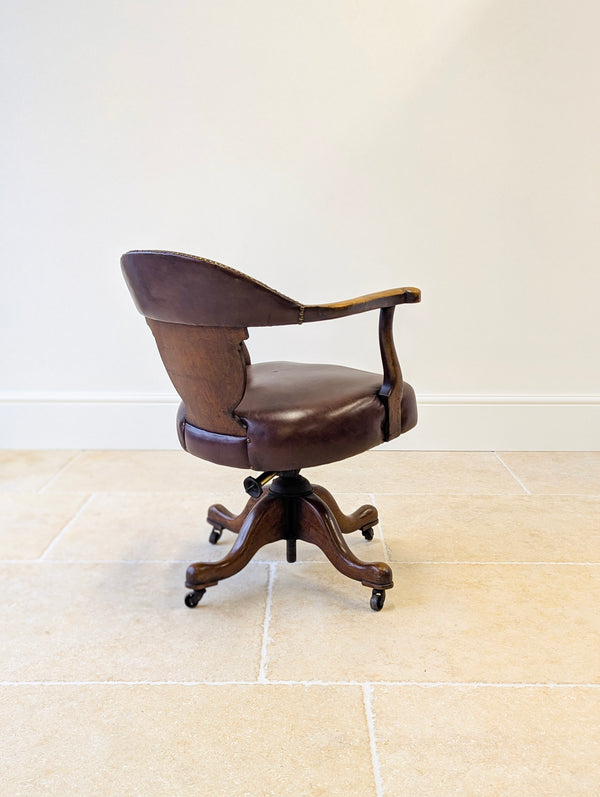 Antique Edwardian Mahogany Swivel Desk Chair c.1910