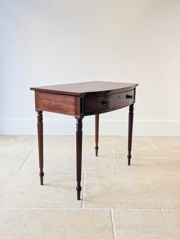 Antique Early 19th Century Mahogany Bow-Front Writing Table