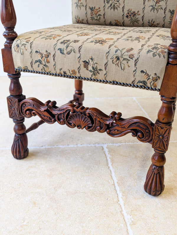 Pair of Antique Late Victorian Walnut Armchairs c.1890