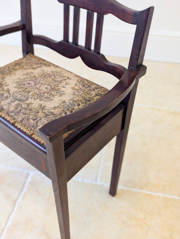 Antique Edwardian Mahogany Piano Stool with Storage c.1910