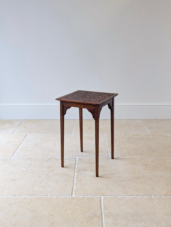 Antique Arts & Crafts Carved Oak Occasional Table c.1900