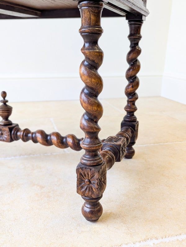 Antique Victorian Carved Oak Library Table c.1890