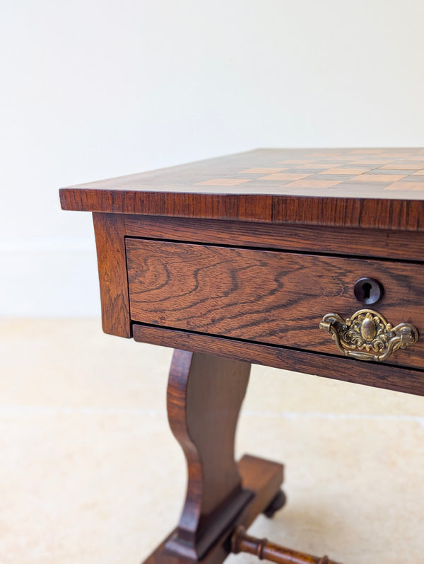 Antique Victorian Rosewood Games Table with Chess Table Top c.1890