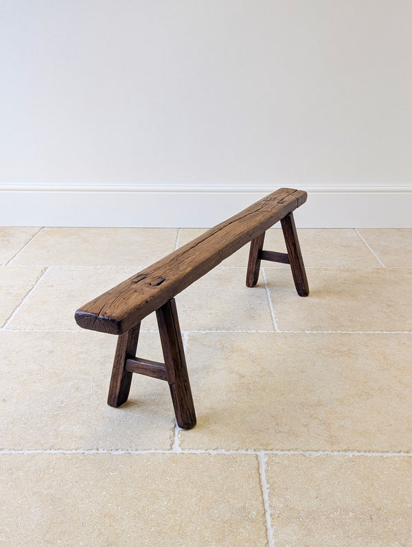Antique Mid 19th Century Elm Vernacular Bench