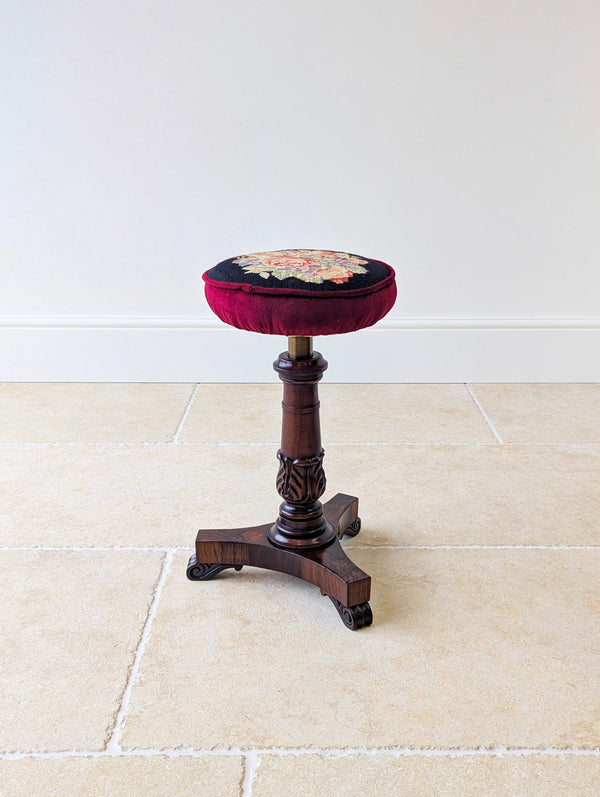 Antique William IV Rosewood Adjustable Piano Stool c.1830
