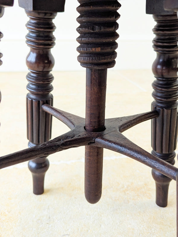 Antique Victorian Mahogany Adjustable Piano Stool c.1870