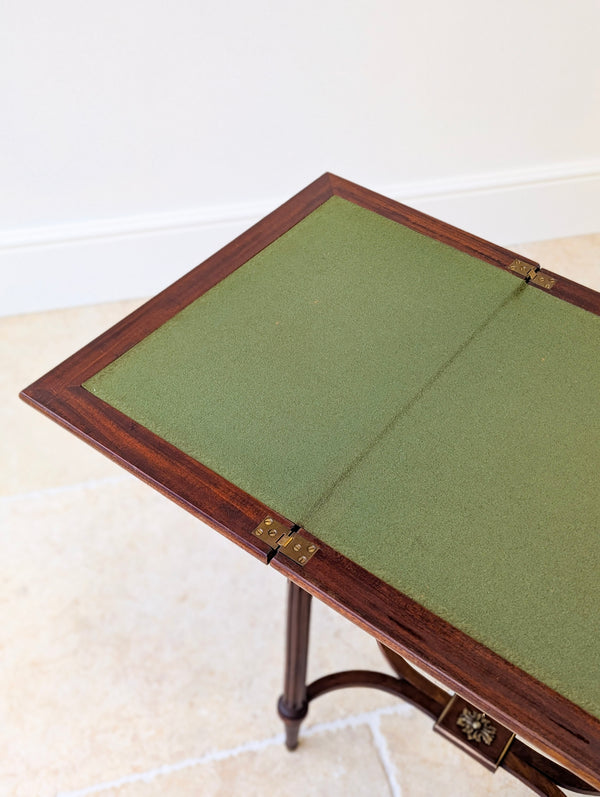 Antique Victorian Mahogany Triple-Top Folding Card Table c.1880