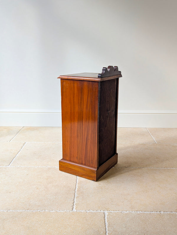 Antique Victorian Mahogany & Exotic Hardwood Bedside Cupboard c.1890
