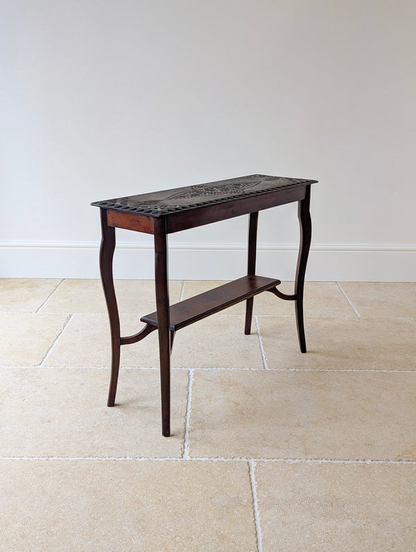 Antique Carved Oak Side Table c.1900