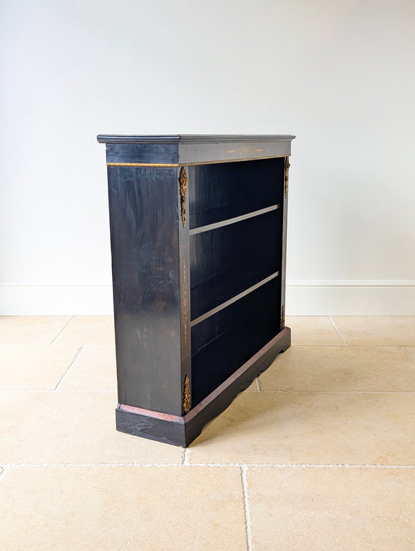 Antique Victorian Ebonised Open Bookcase c.1870