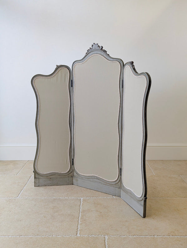 Antique Napoleon III Painted Three-Fold Room Screen c.1860