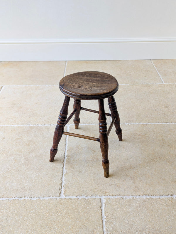 Antique Early Victorian Elm & Beech Country Stool c.1850