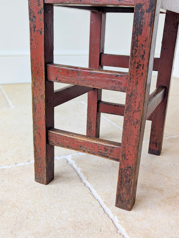Antique Edwardian Painted Pine Country Stool c.1910