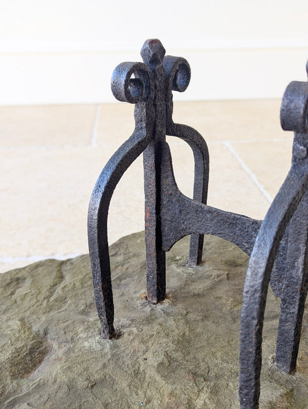 Antique Georgian Wrought Iron & Yorkstone Country House Boot Scraper c.1800