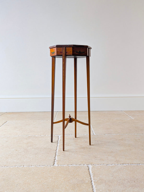 Antique Edwardian Satinwood Sheraton Revival Candle Stand c.1905