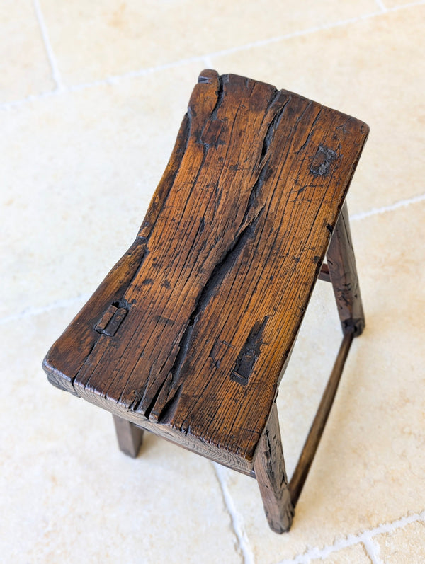 Antique Georgian Oak Vernacular Stool c.1750
