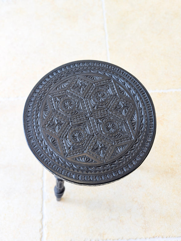 Antique Victorian Ebonised Chip-Carved Occasional Table c.1890