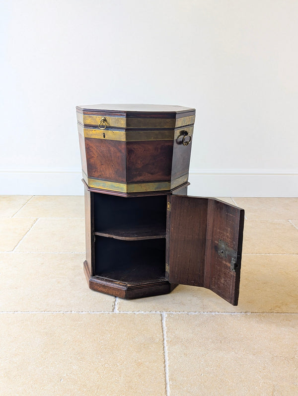 Antique George III Brass-Bound Mahogany Octagonal Cellaret c.1790