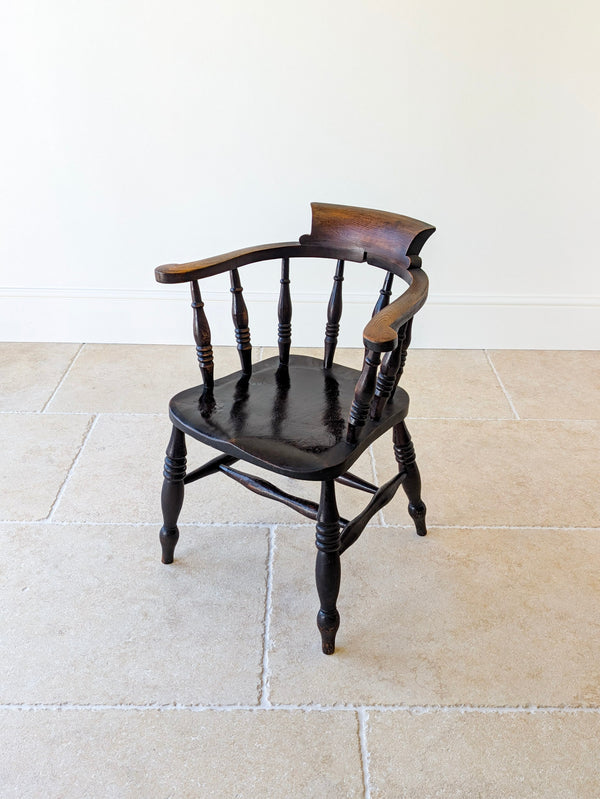 Antique Victorian Elm & Ash Captain’s Chair c.1890