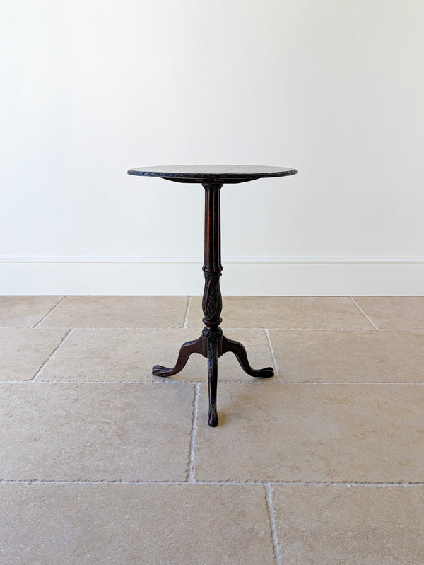 Antique Chippendale Revival Mahogany Tripod Wine Table With Detachable Top c.1890