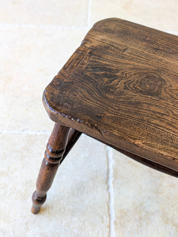 Antique Victorian Elm & Beech Country Stool c.1850