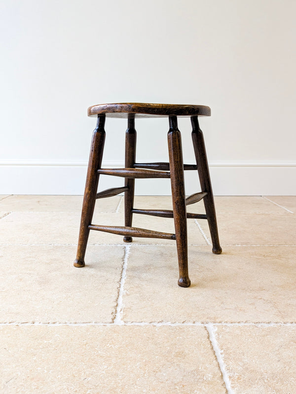 Antique Victorian Elm & Beech Country Stool c.1890