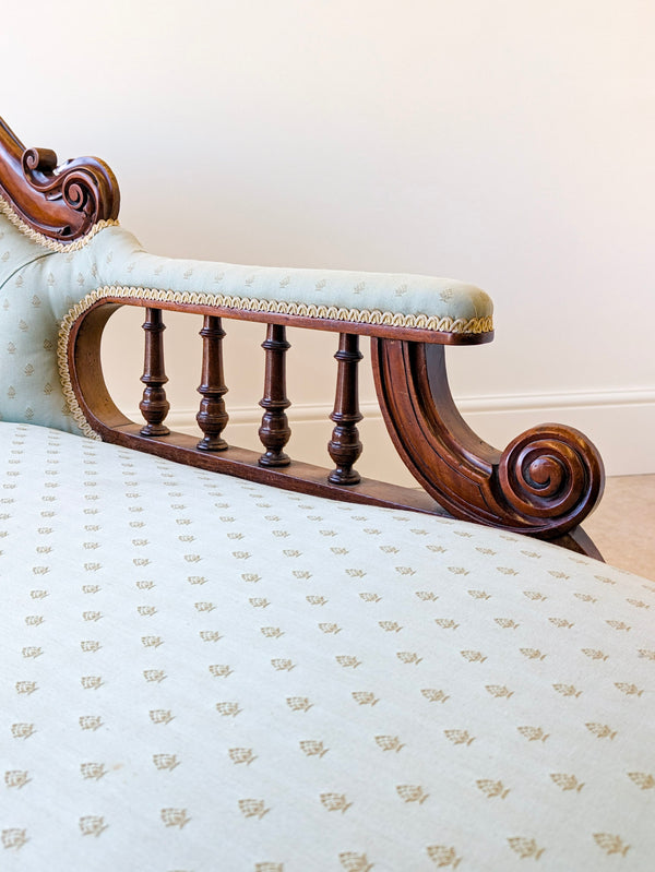 Antique Victorian Mahogany Chaise Longue c.1860