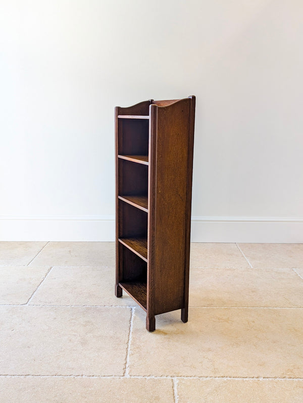 Antique Edwardian Arts & Crafts Oak Narrow Bookcase c.1910