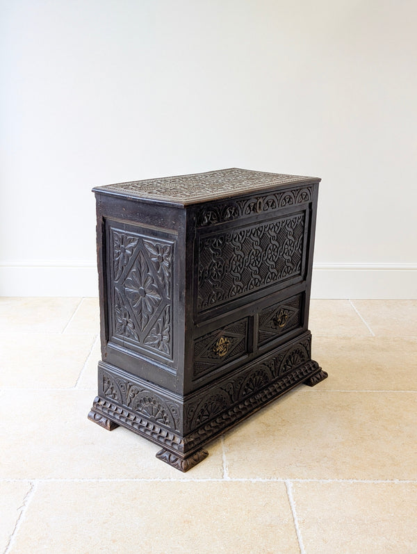 Antique Late 17th Century Carved Oak Mule Chest c.1680