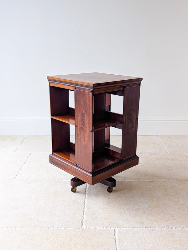 Antique Edwardian Inlaid Mahogany Revolving Bookcase c.1910