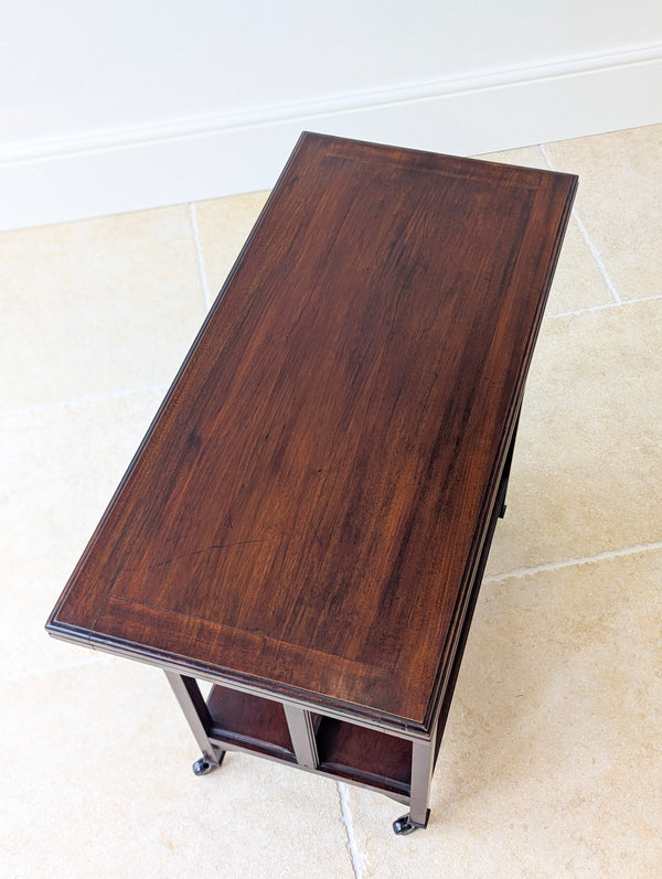 Antique Mahogany Folding Card Table with Bookshelf Base c.1920