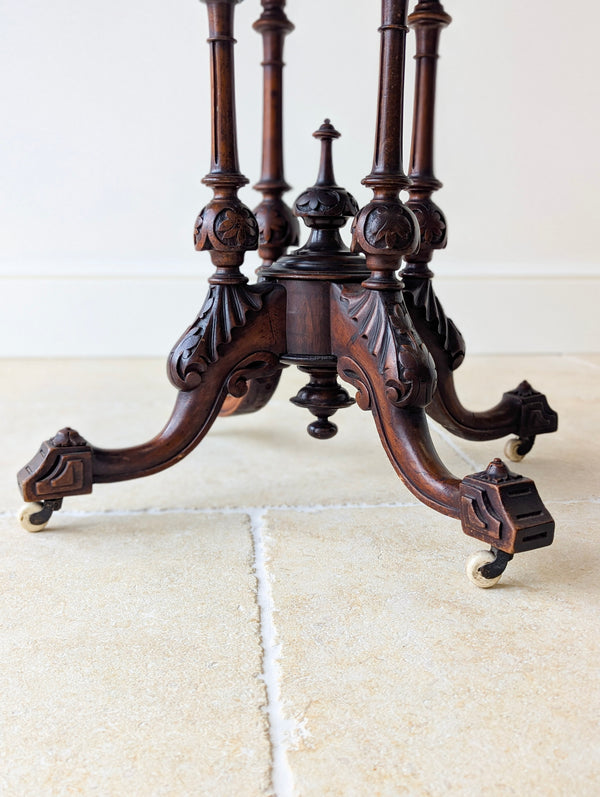 Antique Victorian Burr Walnut Card Table c.1870
