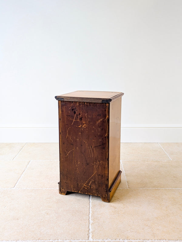 Antique Aesthetic Movement Satin Birch and Walnut Bedside Cabinet c.1890
