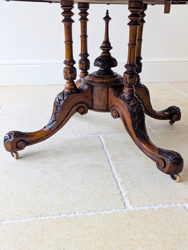 Antique Victorian Burr Walnut Tilt-Top Centre Table c.1860